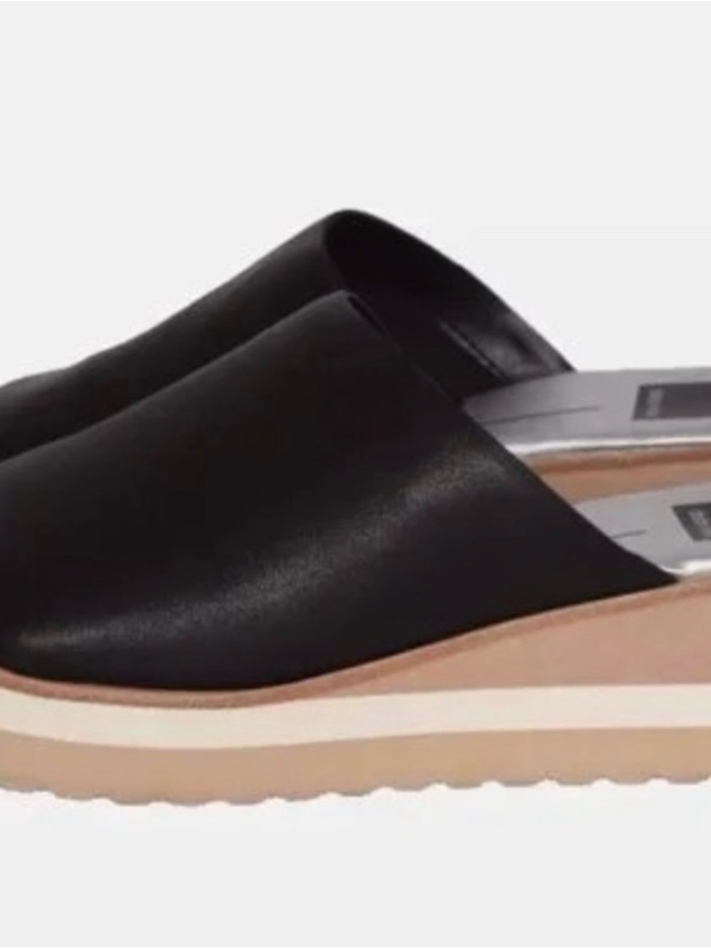 Dolce Vita Black and Tan Platform Slide Sandals